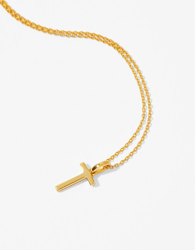 Gold Vermeil Initial Pendant Necklace - T, , large