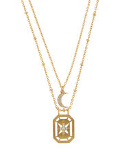 Gold-Plated Celestial Pendant Necklace, , large