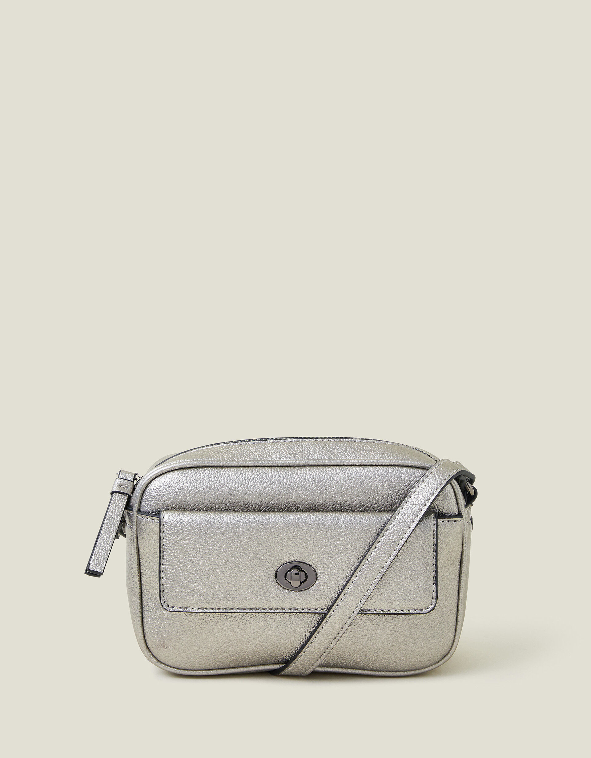 Small Twist Lock Cross Body Bag Pewter