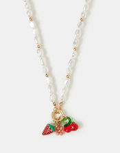 Fruit Cluster Charm Pearl Necklace, , large