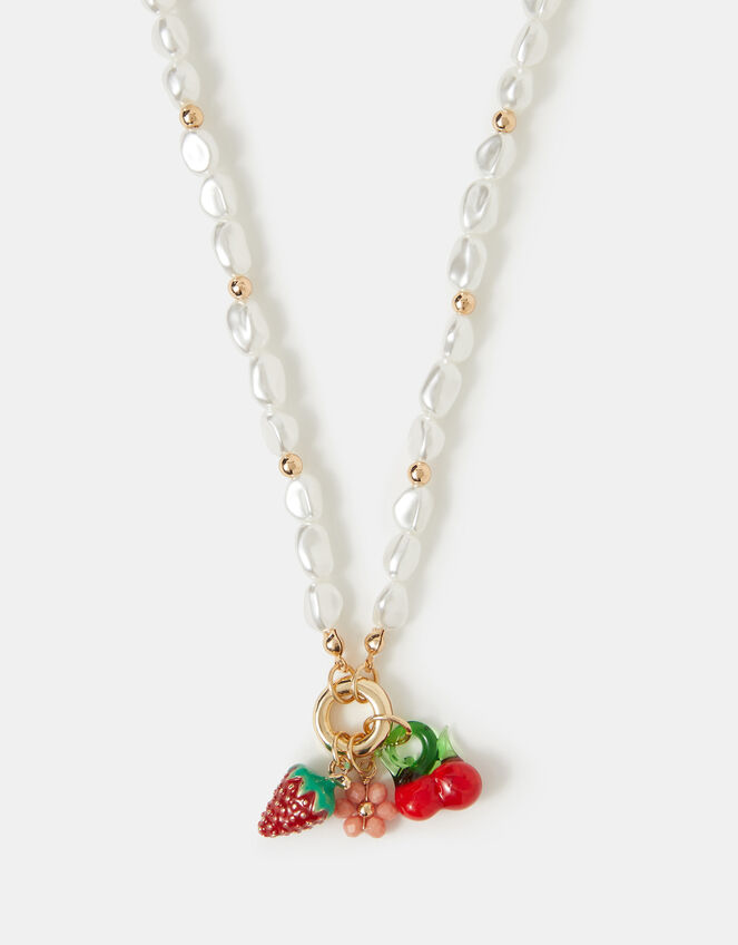 Fruit Cluster Charm Pearl Necklace, , large