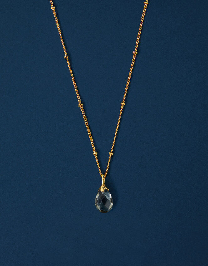 14ct Gold-Plated Pear Drop Pendant Necklace, , large