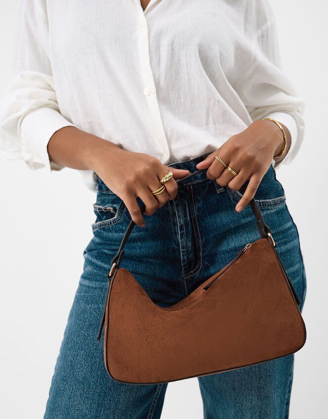 Faux Suede Handheld Bag, , large