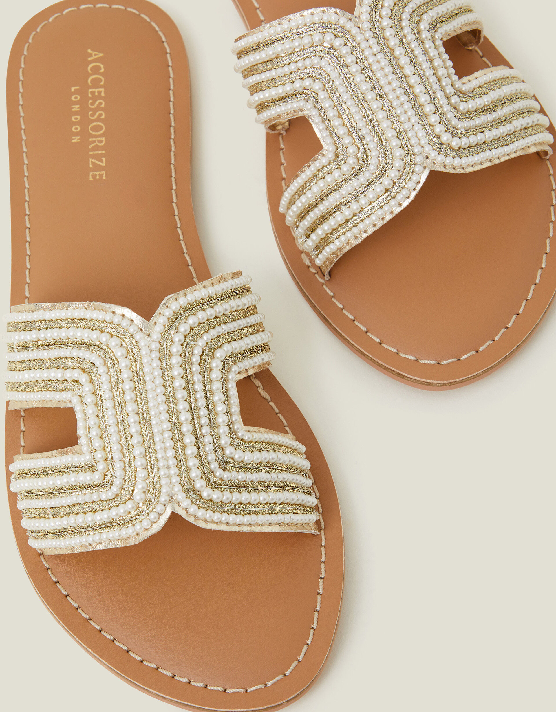 Pearl Embellished Slider Sandals Cream Sandals Flip Flops Accessorize Global