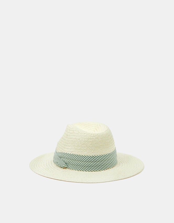 Stripe Band Fedora Hat, , large