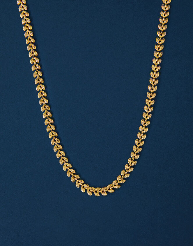 14ct Gold-Plated Leaf Chain Necklace, , large