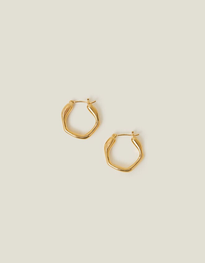 14ct Gold-Plated Molten Hoop Earrings, , large