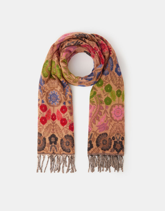 Floral Jacquard Blanket Scarf, , large