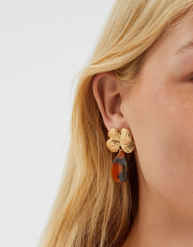 Flower Tort Drop Earrings, , large