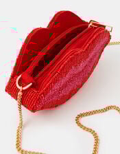 Beaded Lips Clutch Bag, , large