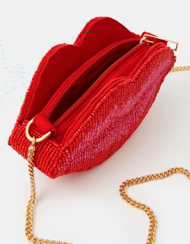 Beaded Lips Clutch Bag, , large