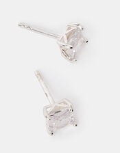 Sterling Silver Princess Cut Stud Earrings, , large