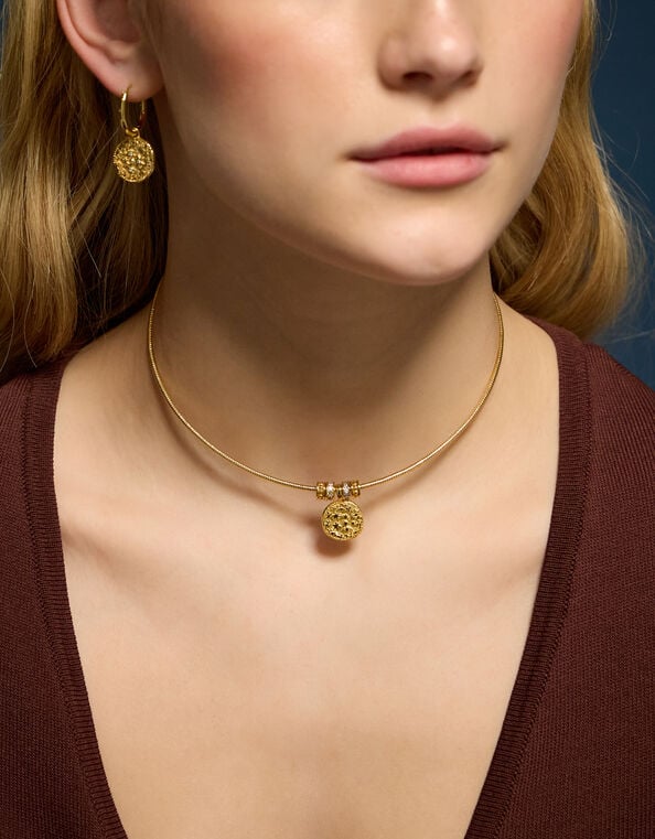 14ct Gold-Plated Molten Coin Collar Necklace, , large