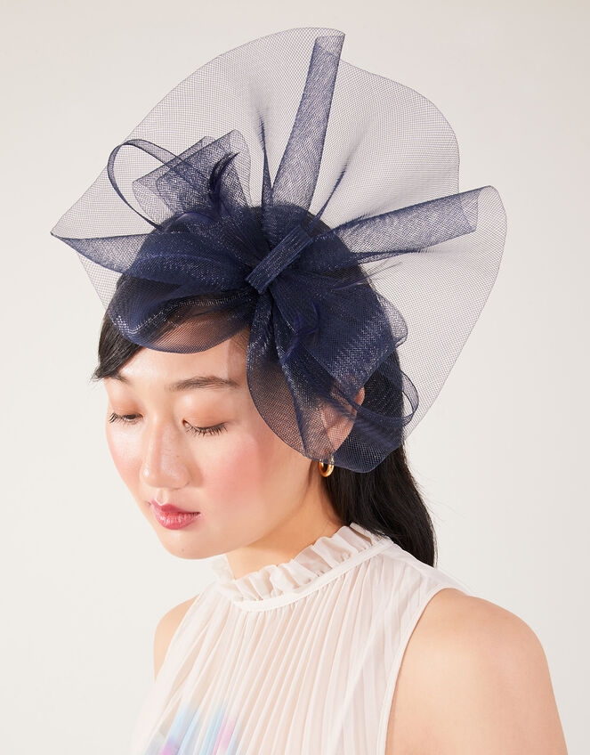 Mini Double Bow Crin Headband, Blue (NAVY), large