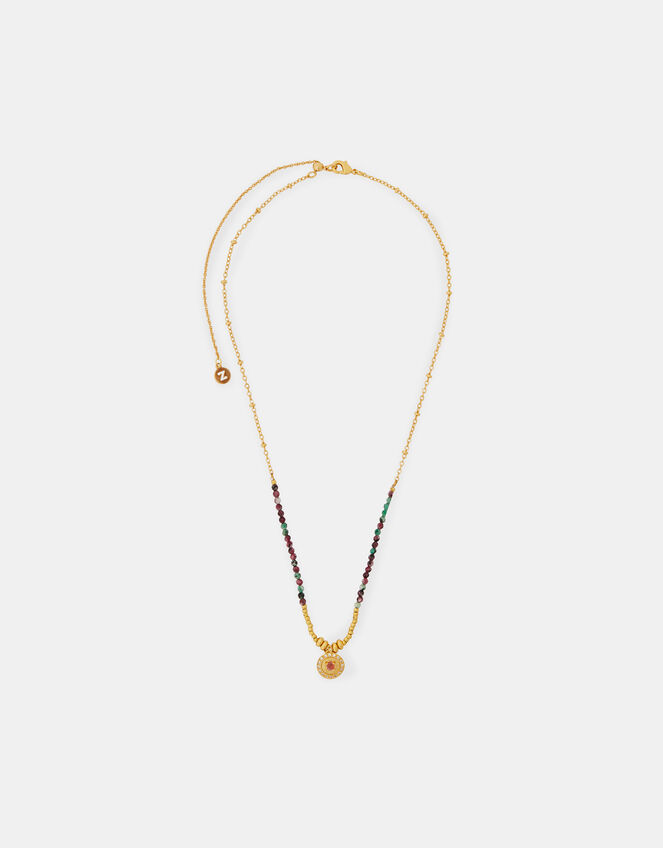14ct Gold-Plated Bead Disc Pendant Necklace, , large