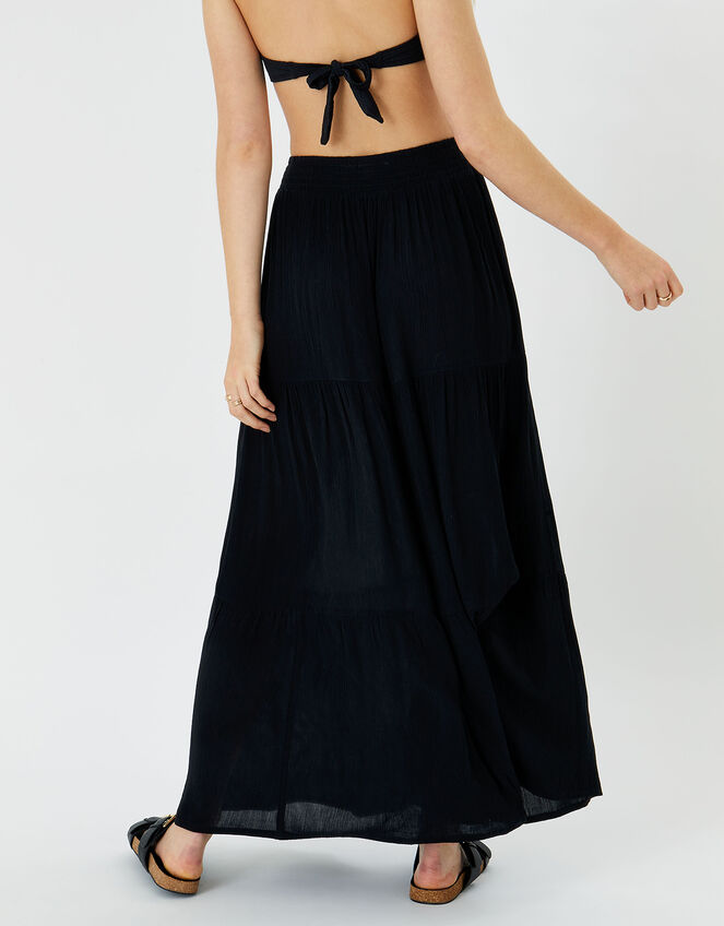 Tiered Button Skirt, Black (BLACK), large