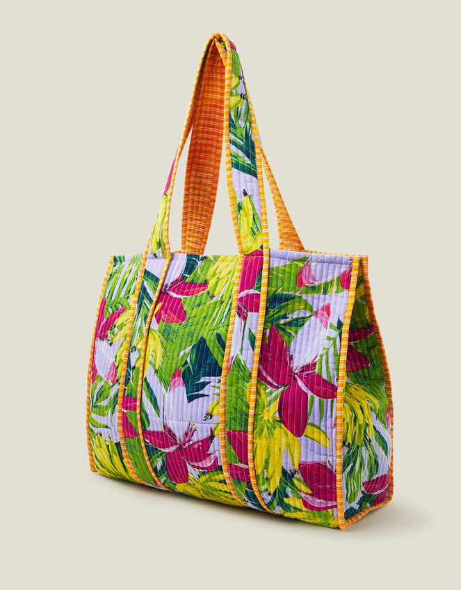 Banana Print Quilted Tote , , large