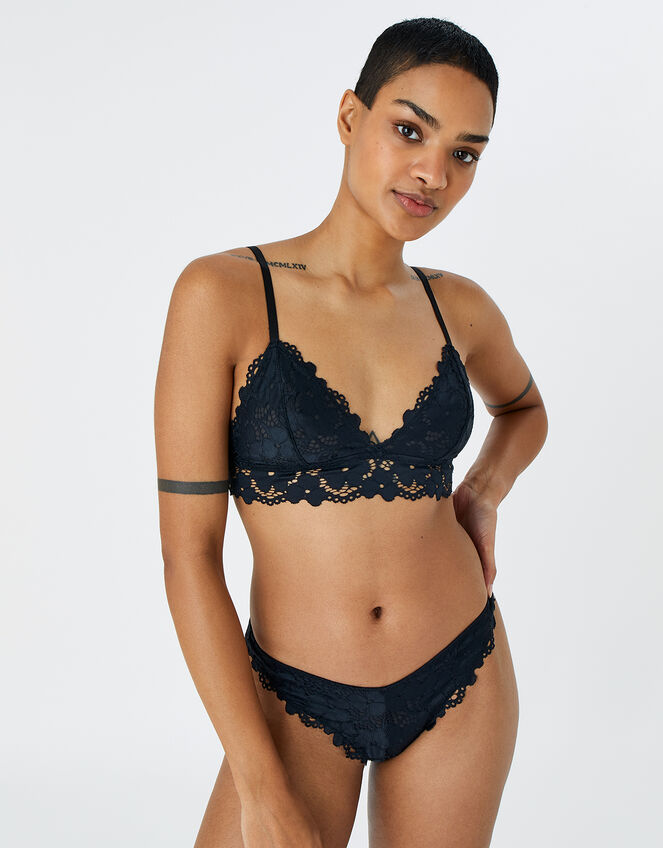 Floral Lace Deep Bralet, Black (BLACK), large