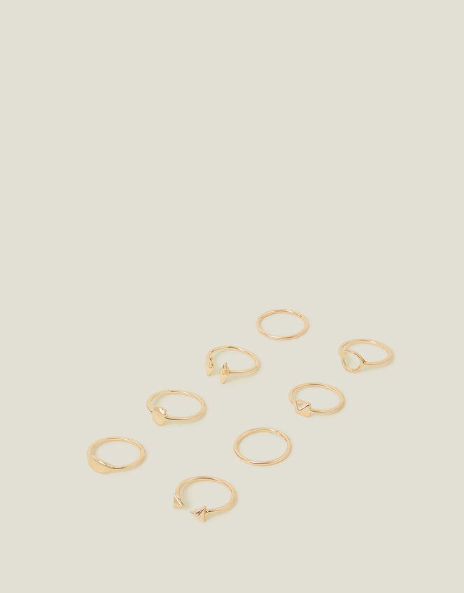 8-Pack Geometric Stacking Rings , Gold (GOLD), large