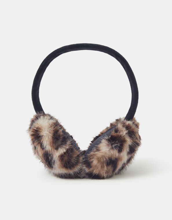 Fluffy Leopard Print Earmuffs, , large
