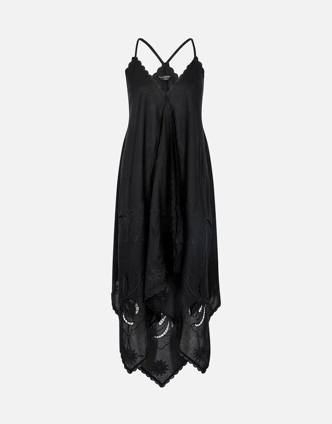 Cutwork Hanky Hem Dress, Black (BLACK), large