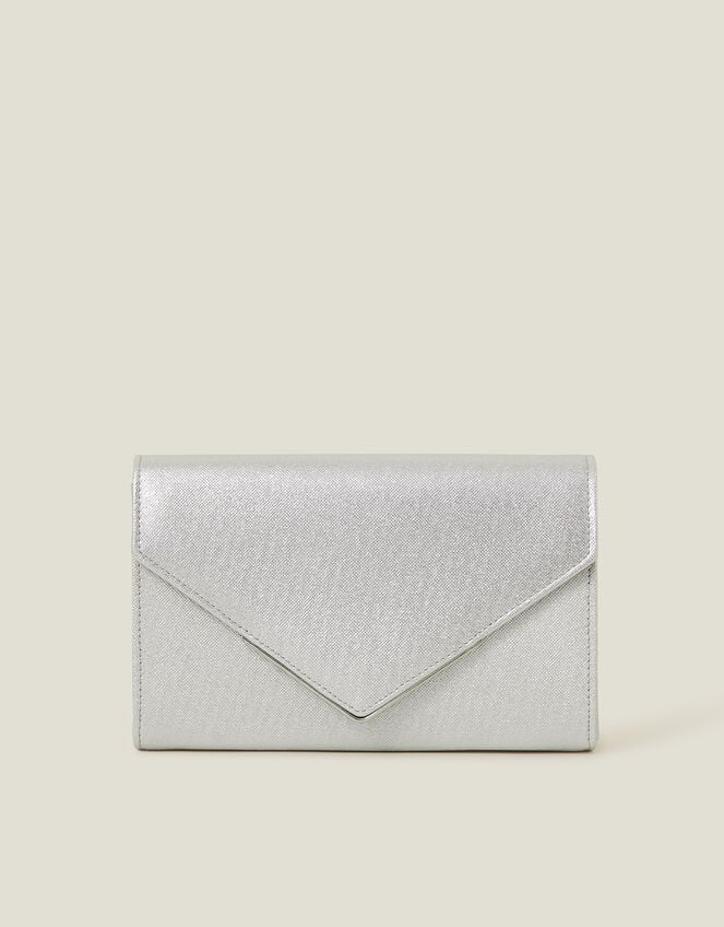 Metallic Envelope Clutch Bag, Silver (SILVER), large
