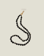 Chunky Bead Phone Strap Black, , large