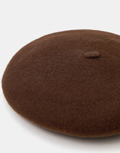 Plain Wool Beret, Brown (CHOCOLATE), large