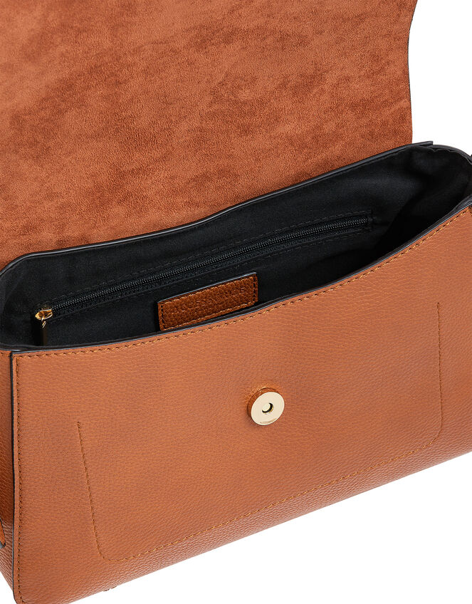 Millie Vegan Faux Padlock Shoulder Bag, Tan (TAN), large