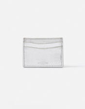 Metallic Leather Card Holder, Silver (SILVER), large