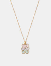 Girls Enamel Bear Pendant Necklace, , large