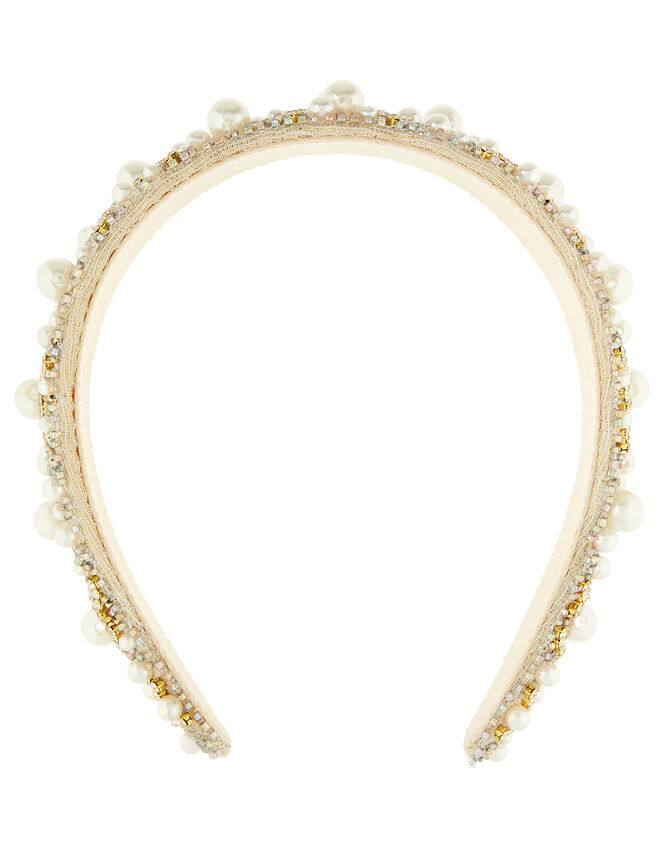 Pearl and Crystal Wide Headband, , large
