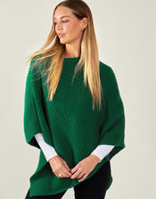 Ribbed Poncho, Green (GREEN), large