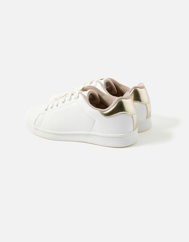 Plain Stud Trainers, White (WHITE), large
