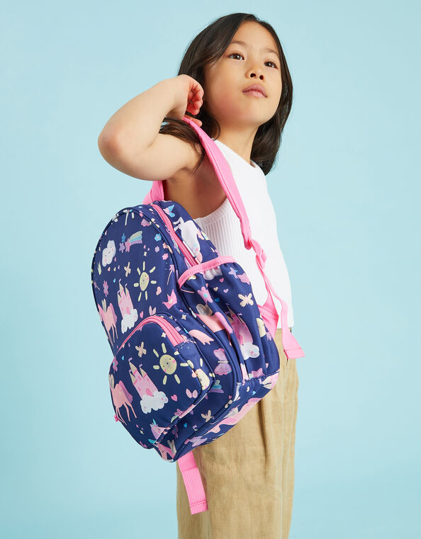 Girls Unicorn Print Backpack, , large