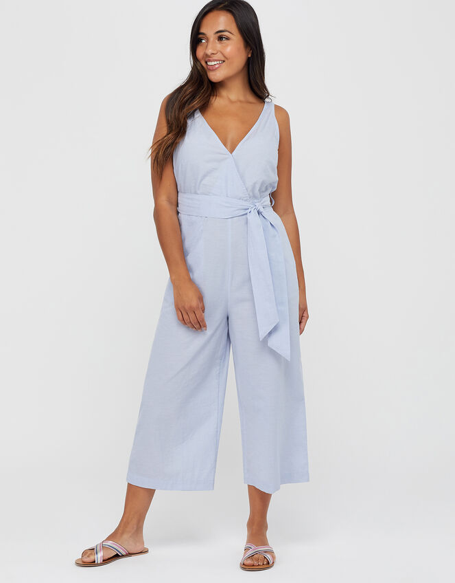 Tie Belt Jumpsuit, Blue (BLUE), large
