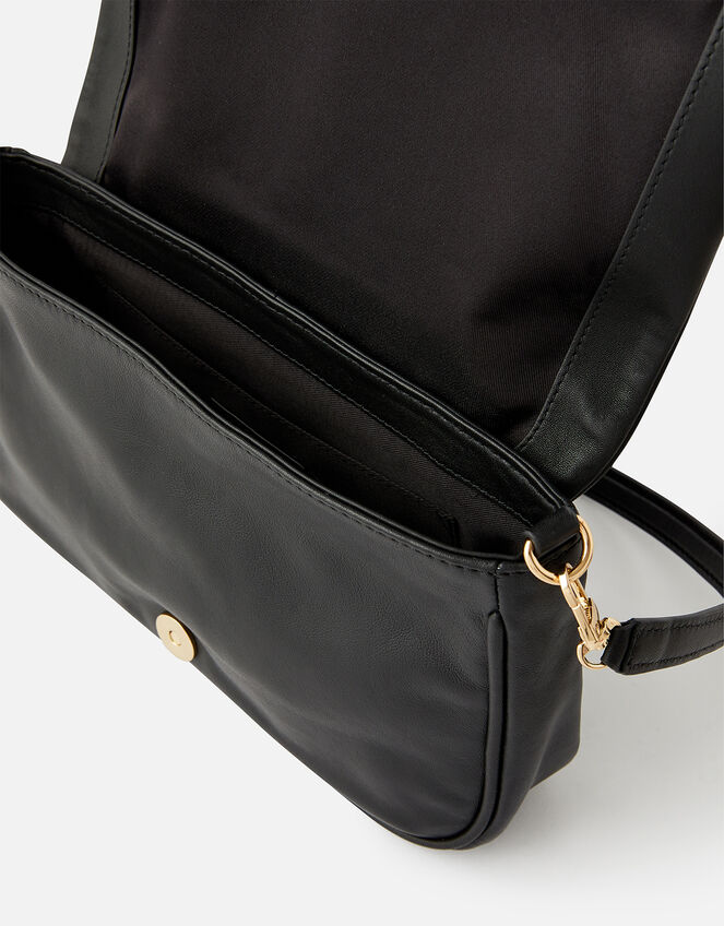 Ruched Leather Shoulder Bag, , large