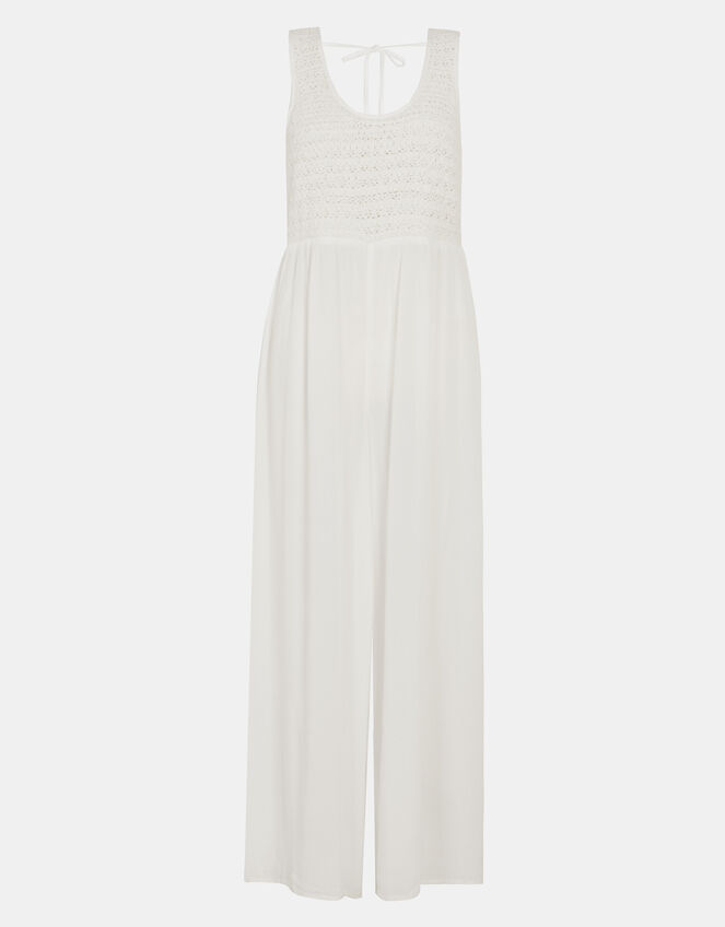 Sleeveless Crochet Jumpsuit, Cream (CREAM), large