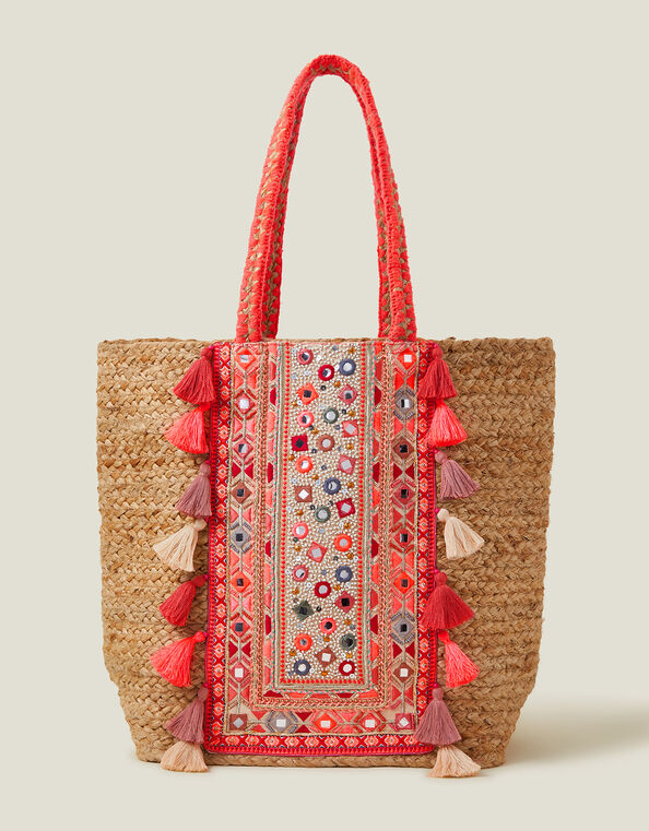 Floral Embroidered Shoulder Bag, , large