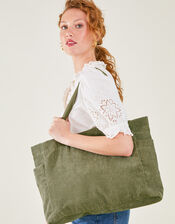 Cord Shopper Bag, Green (KHAKI), large
