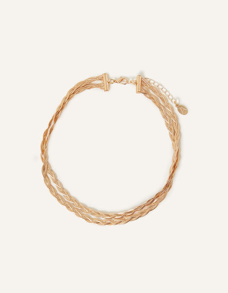Plaited Layered Chain Necklace, , large