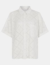Short Sleeve Lace Shirt, Ivory (IVORY), large