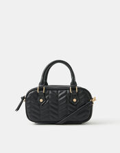 Chevron Quilted Crossbody Handbag, Black (BLACK), large