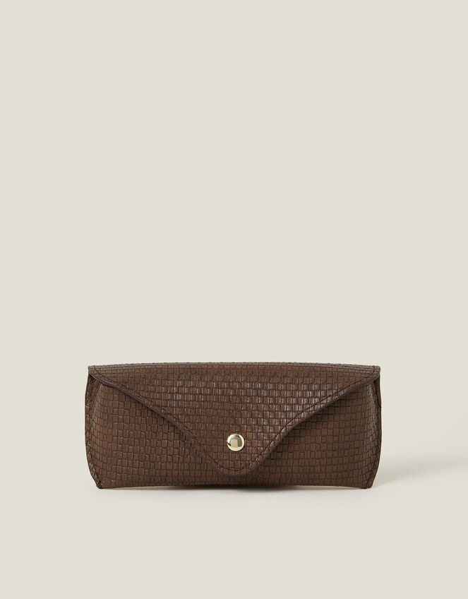 Woven Faux Leather Sunglasses Case, , large