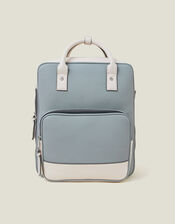 Colourblock Faux Leather Backpack, , large