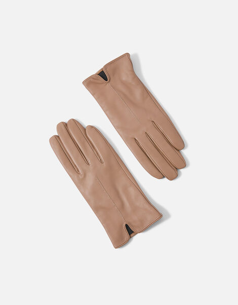 Luxe Leather Gloves Camel, Camel (CAMEL), large