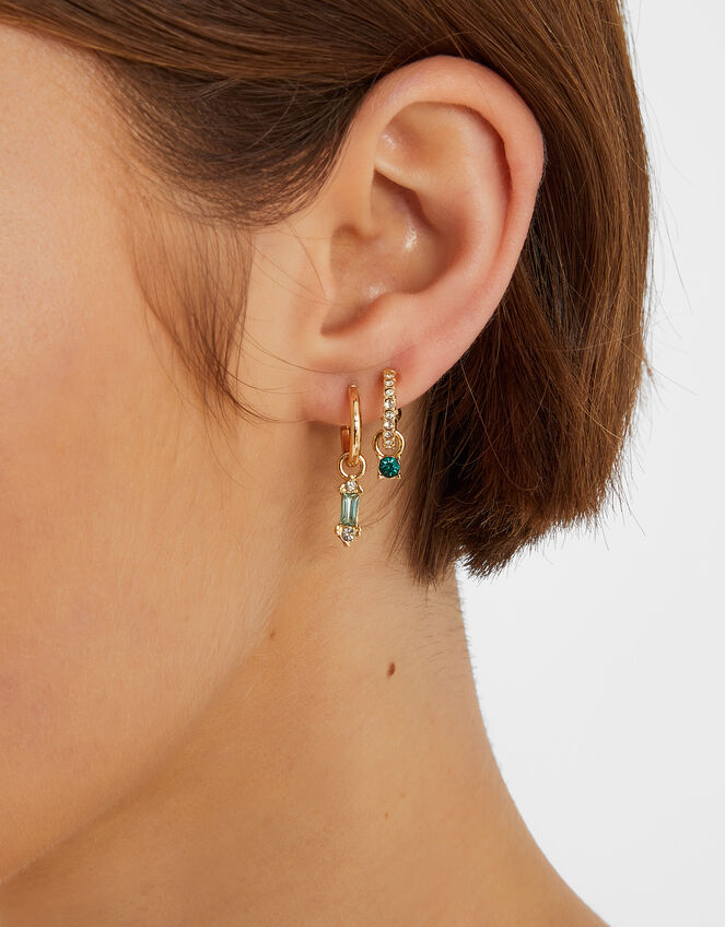 5-Pack Gemstone Stud and Hoop Earrings Gold, , large
