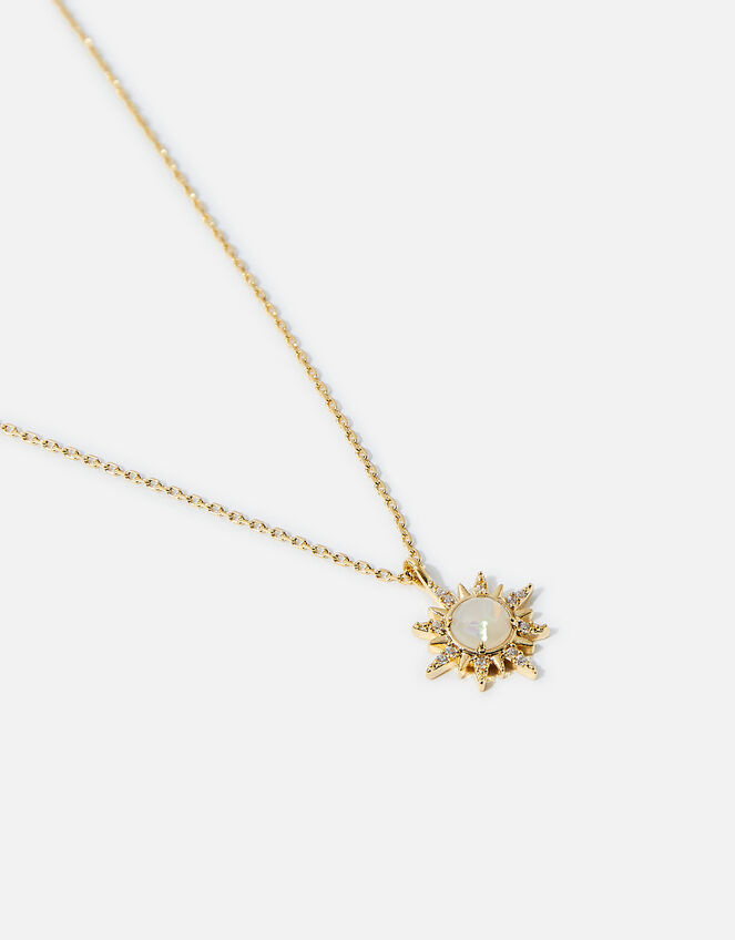 Gold-Plated Opal Starburst Necklace, , large