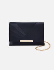 Satin Clutch Bag, Blue (NAVY), large