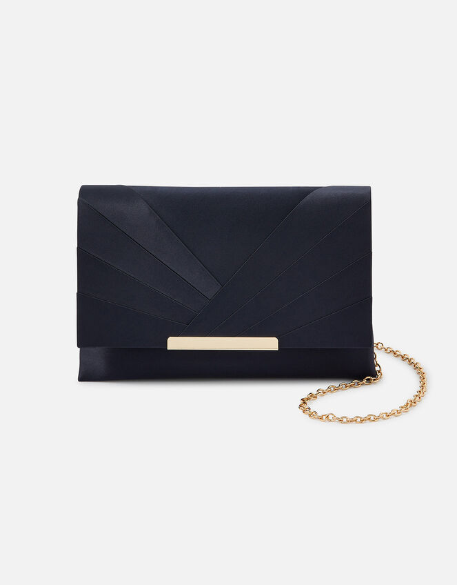 Satin Clutch Bag, Blue (NAVY), large